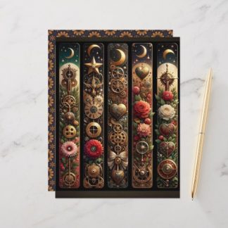 Celestial Steampunk Valentines Scrapbook Paper