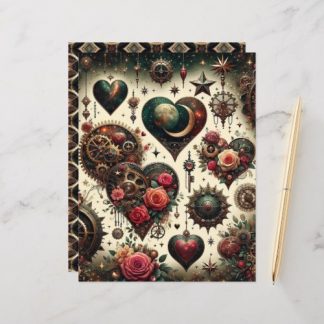 Celestial Steampunk Valentines Scrapbook Paper