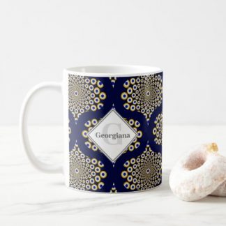 Custom Name We Are Watching You Navy &amp; Gold Retro Coffee Mug