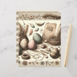 Boho Easter Ephemera Scrapbook Paper