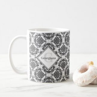 Monogram Monochrome Mandalas Sweet Dreams Art Deco Coffee Mug