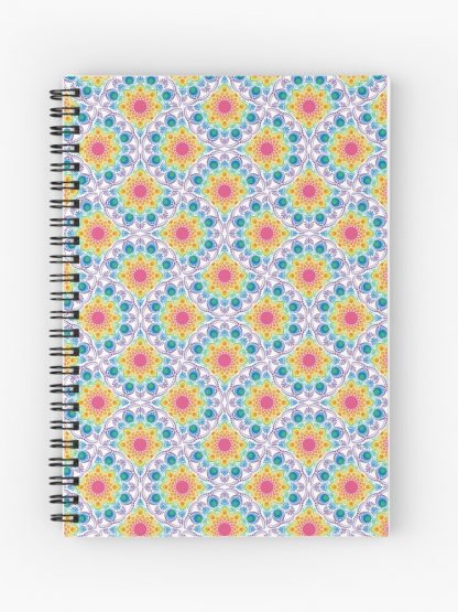 Journal, White Maximalist Rainbow Fountain Art Deco Fans designed and sold by Triplicate Limited