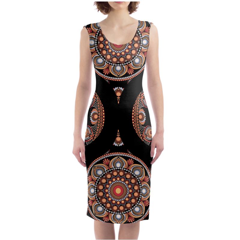 Bodycon Dress Retro Safari Sunset Bohemian Mandala Pattern