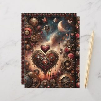Celestial Steampunk Valentines Scrapbook Paper