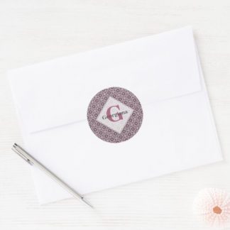 Custom Name Deco Dusky Rose Cherry Blossom Mandala Classic Round Sticker