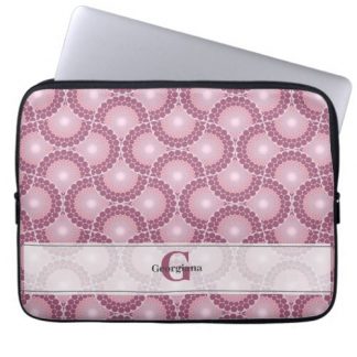 Custom Name Retro Radiant Dusky Rose Dot Mandala Laptop Sleeve