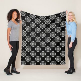 Dreamcatcher Monochrome Mandala Polka Dots Fleece Blanket