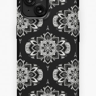 iPhone Case, Dreamcatcher Monochrome Mandala Retro Ogee designed and sold by Triplicate Limited