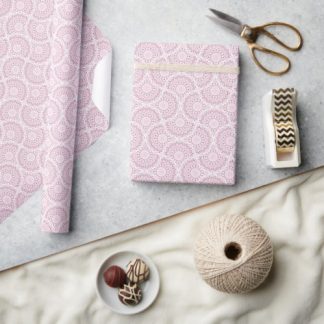 Dusky Rose Confetti Lace Dot Mandala Art Deco Fans Wrapping Paper