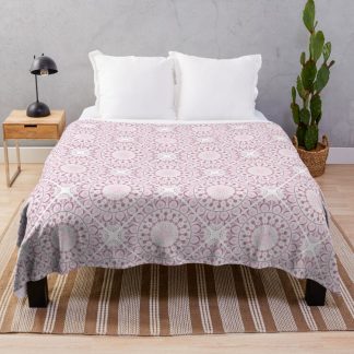 Throw Blanket, Dusky Rose Confetti Lace Dot Mandala Diamond Tile designed and sold by Triplicate Limited
