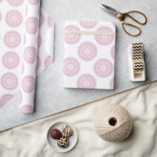 Dusky Rose Confetti Lace Polka Dots Mandala Wrapping Paper