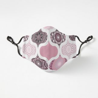 Mask, Dusky Rose Dot Mandalas Ogee Patchwork Cheater Quilt designed and sold by Triplicate Limited
