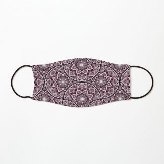 Mask, Dusky Rose Hearts Forever Dot Mandala Mirrored Scallop designed and sold by Triplicate Limited