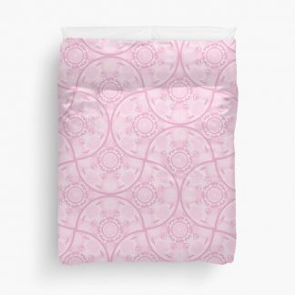 Duvet Cover, Dusky Rose Preppy In Pink Art Deco Fans designed and sold by Triplicate Limited