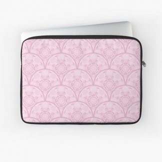 Laptop Sleeve, Dusky Rose Preppy In Pink Art Deco Scallop designed and sold by Triplicate Limited