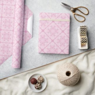 Dusky Rose Preppy In Pink Diamond Tile Wrapping Paper