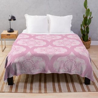 Throw Blanket, Dusky Rose Preppy In Pink Mid Mod Ogee designed and sold by Triplicate Limited