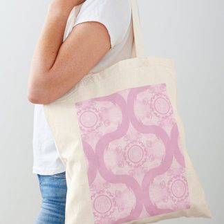 Tote Bag, Dusky Rose Preppy In Pink Mid Mod Ogee designed and sold by Triplicate Limited