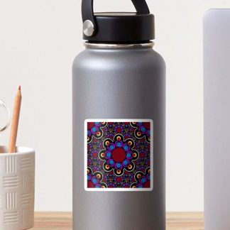 Sticker, Eye of the Storm Dot Mandala Scale Tile Pattern designed and sold by Triplicate Limited