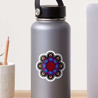 Sticker, Eye of the Storm Dot Mandala designed and sold by Triplicate Limited