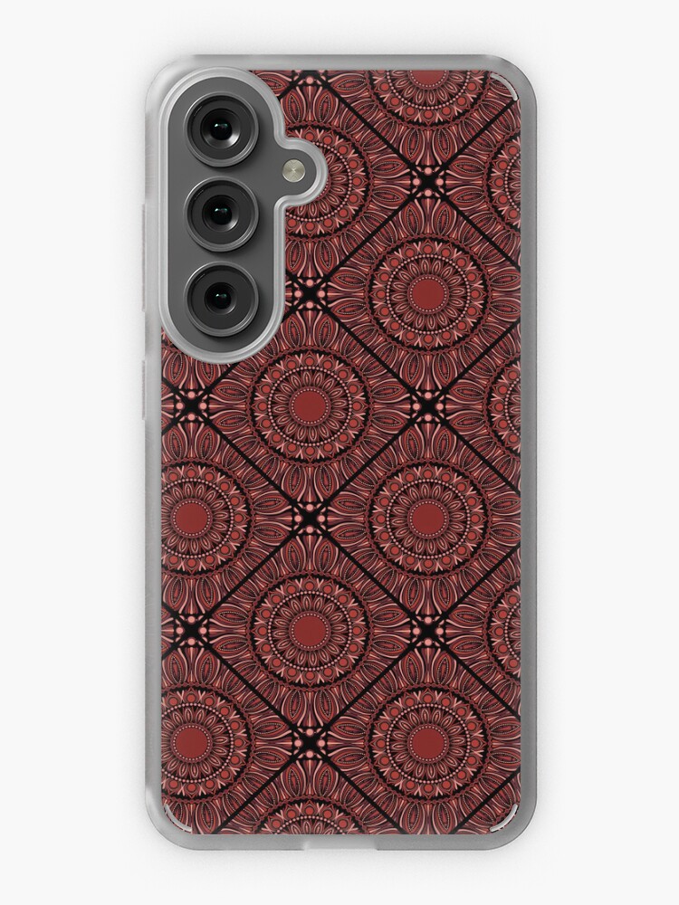 Samsung Galaxy Phone Case, Fashion Week Cabernet Coral Whirl Dot Mandala Diamond Tile designed and sold by Triplicate Limited