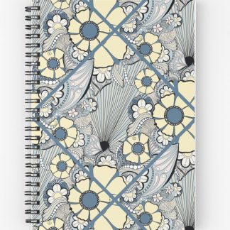 Journal, French Country Florals Tangle Yellow Diamond Tile designed and sold by Triplicate Limited