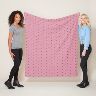 Geometric Dusky Rose Red Violet Polka Dots On Pink Fleece Blanket