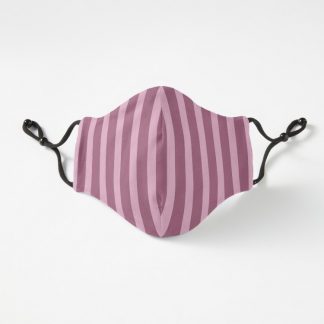 Mask, Geometric Dusky Rose Red Violet & Lilac Sachet Vertical Stripes designed and sold by Triplicate Limited