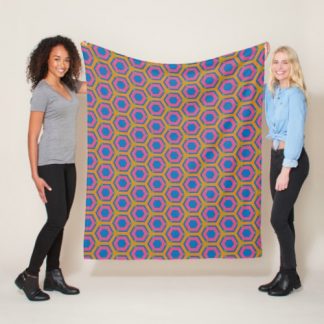 Geometric Maximalist Colorful Honeycomb Hexagons Fleece Blanket