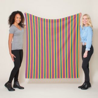 Geometric Maximalist Colorful Vertical Stripes Fleece Blanket