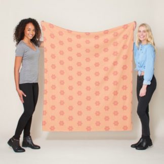 Geometric Pink Peach Fuzz Polka Dot Flowers Fleece Blanket