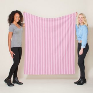 Geometric Rose Pink & Cherry Blossom Candy Stripes Fleece Blanket
