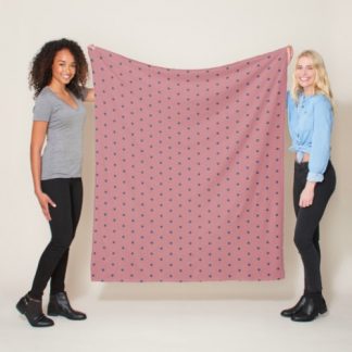 Geometric Royal Circle Blue Polka Dots On Pink Fleece Blanket