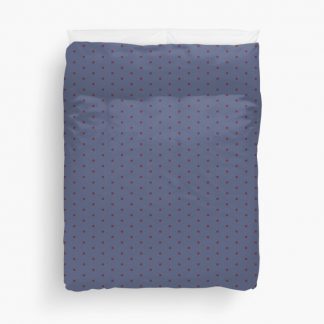Duvet Cover, Geometric Royal Circle Cabernet Polka Dots On Gray Blue designed and sold by Triplicate Limited
