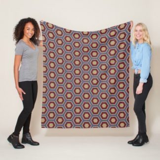 Geometric Royal Circle Colorful Honeycomb Hexagons Fleece Blanket