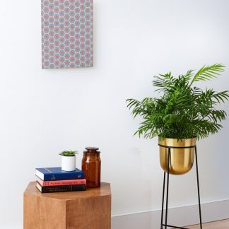 Mounted Print, Geometric Sunset on Sea Colorful Honeycomb Hexagons designed and sold by Triplicate Limited