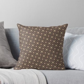 Pillow, Geometric Warm Neutrals Colorful Diamond Checkerboard designed and sold by Triplicate Limited