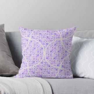 Pillow, Lilac and Lavender Retro Florals Art Deco Fans designed and sold by Triplicate Limited