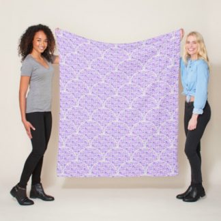 Lilac and Lavender Retro Florals Art Deco Scallop Fleece Blanket