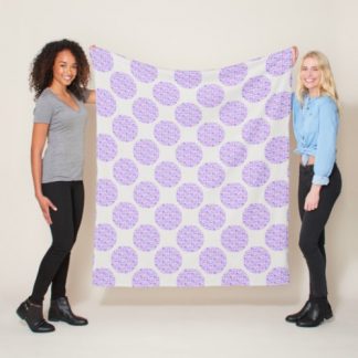 Lilac and Lavender Retro Florals Polka Dots Fleece Blanket