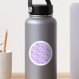 Sticker, Lilac and Lavender Retro Florals Polka Dots designed and sold by Triplicate Limited