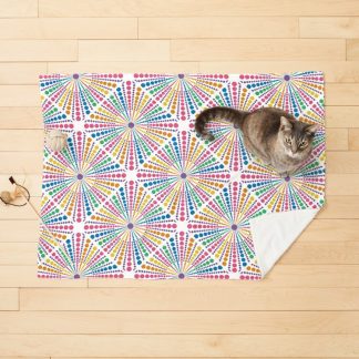 Pet Blanket, Maximalist Rainbow Sea Urchin Dot Mandala Diamond Tile designed and sold by Triplicate Limited