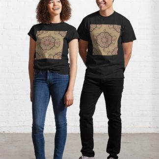 Classic T-Shirt, Mindful Lotus Royal Circle Dot Mandala Ogee Pattern designed and sold by Triplicate Limited