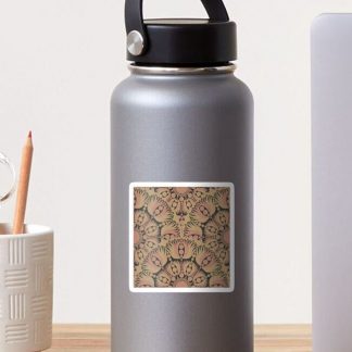 Sticker, Mindful Lotus Royal Circle Dot Mandala Scallop Pattern designed and sold by Triplicate Limited