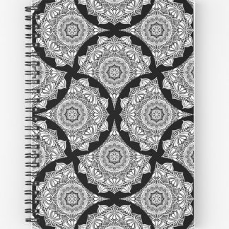 Journal, Monochrome Mandala Art Deco Fans designed and sold by Triplicate Limited