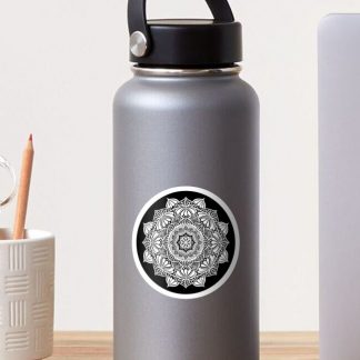 Sticker, Monochrome Mandala Polka Dot designed and sold by Triplicate Limited