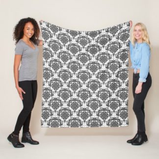 Monochrome Mandalas Sweet Dreams Art Deco Scallop Fleece Blanket