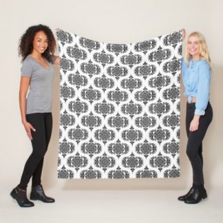Monochrome Mandalas Sweet Dreams Retro Ogee Fleece Blanket