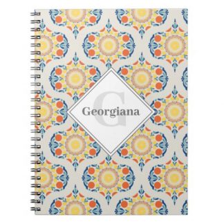 Monogram Aegean Summer Oranges And Lemons Mid Mod Notebook
