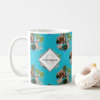 Monogram Chihuahuas Cabanas &amp; Cocktails Polka Dots Coffee Mug